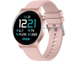OOQE WATCH CS PRO - Smartwatch Heren en Dames | Geschikt voor iOS en Android | Full HD | Notificaties | Gezondheidsanalyse | Sportanalyse | GPS Koppeling | Bellen | Muziek/Audio Luisteren | Spelletjes | Ergonomisch | Nederlandstalig | Rosé Goud