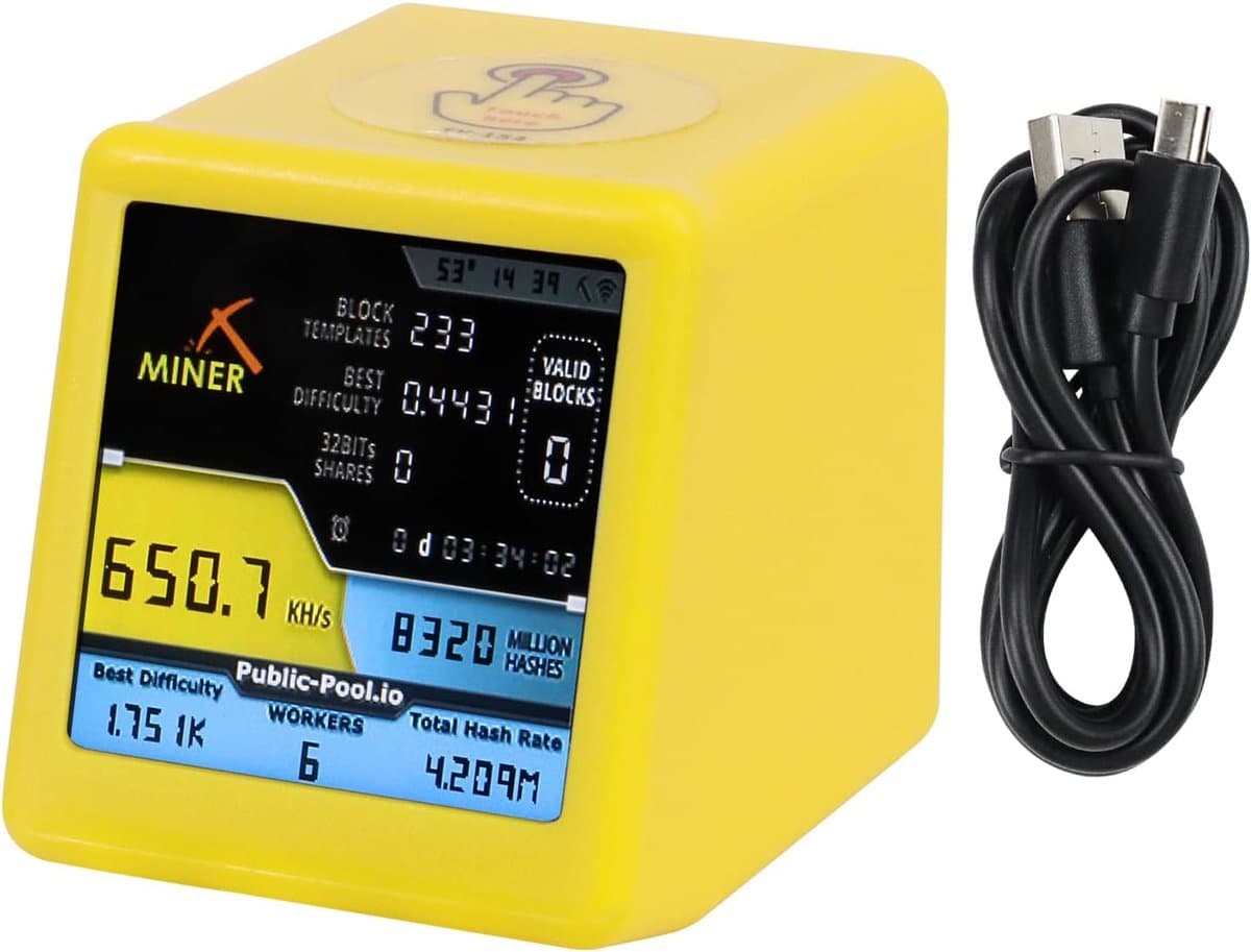 Freenove Bitcoin Miner Solo Lottery Miner Mini ESP32 TV, 1.54" Display 240x240 Pixel IPS Screen, Dual-core 32-bit - ShopVlot — afbeelding 1