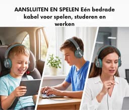 Zavio® Koptelefoon Kinderen met Draad - Gaming Headset - Turkoois en Grijs — thumbnail 2