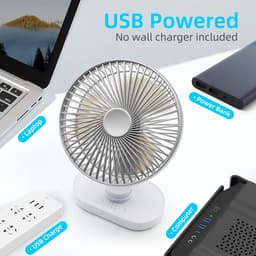 Tafelventilator Oplaadbaar – Stille Ventilator – 4 Snelheden – 90° Oscillatie – 4000 mAh-zilver — thumbnail 4