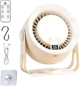Bureau Ventilator - Tafelventilator met Licht - Comfort Verhogend - 2-in-1 Oplaadbaar - 16 cm Hoog - Wit — thumbnail 1