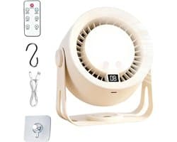 Bureau Ventilator - Tafelventilator met Licht - Comfort Verhogend - 2-in-1 Oplaadbaar - 16 cm Hoog - Wit
