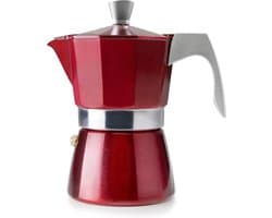 Koffiezetter - Percolator Mokkapot - Verse Koffie Maken - Inductie Geschikt - 2 Kopjes - Rood