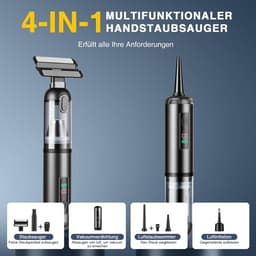 Handstofzuiger - Mini stofzuiger - Auto interieur reinigen - 16000 Pa zuigkracht - 4-in-1 functie - Zwart — thumbnail 4