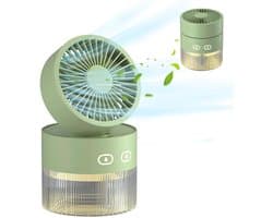 USB-bureauventilator met vernevelingsfunctie, draagbare vernevelingsventilator met 350 ml waterreservoir (groen)