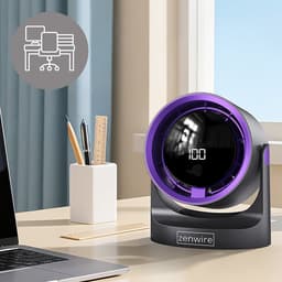 Zenwire F12 - Mini Draagbare Ventilator - Voor Kantoor - Voor Kamer - Krachtig - Instelbare Luchtstroom - Tafelventilator - Kleine Ventilator - Draaibaar - Opladen Via USB - USB-C - Stil - Bureauventilator - Zwart — thumbnail 2