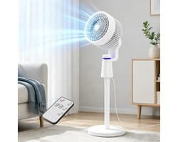 Staande Ventilator - Vloerventilator Stille - Ruimte Luchtcirculatie - Dubbele Oscillatie - 96.5 cm Hoog - Wit