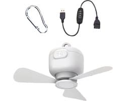 Draagbare Plafondventilator - Ophangbare Ventilator - Kamperen Buiten - 3 Snelheden - 99 x 119 cm - Wit