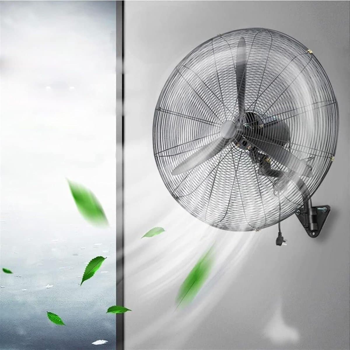 Wandventilator - Muur Ventilator - Ruimte Koelen - 120 Graden Oscillatie - 68x70cm - Wit — afbeelding 1