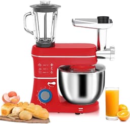 Keukenmachine - Standmixer - Bakken en Koken - 5-in-1 Multifunctioneel - 10L Kom - Rood — thumbnail 1