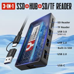 Draagbare SSD Hub - Externe Opslag - Bestanden Overzetten - 3-in-1 Functionaliteit - 1 TB - Zwart — thumbnail 5