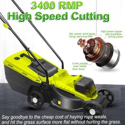 Accu Grasmaaier - Elektrische Duwmaaier - Gazon Onderhouden - Borstelloze Motor - 45L Opvangbak - Groen — thumbnail 2