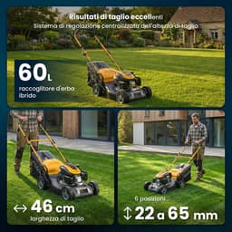 Benzine Grasmaaier - Gazonmaaier Duwen - Gazon Onderhouden - Opvouwbaar Handvat - 46 cm Maaibreedte - Geel — thumbnail 3