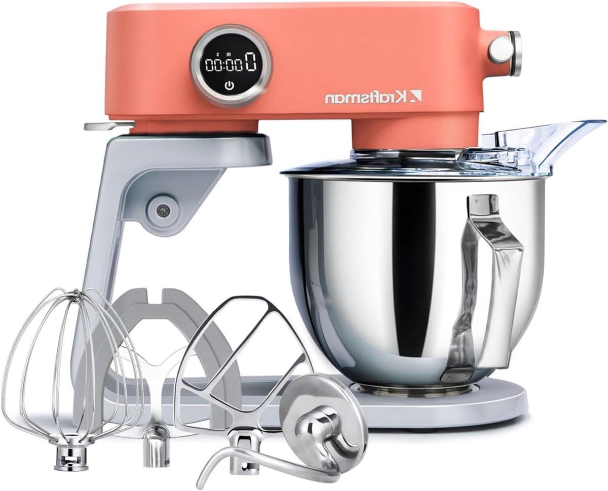 Keukenmachine - Deegmachine Mixer - Bakken en Koken - Volledig Metalen Behuizing - 5 Liter Kom - Oranje — afbeelding 1
