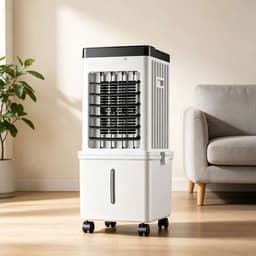 Luchtkoeler voor thuis - Watergekoelde luchtbevochtiger - Zichtbaar waterniveauvenster - Geluidsarm - 65 watt - 10 liter - Wit — thumbnail 1