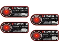 SnelShoppen - 4 x Waarschuwingsstickers voor Dashcam - PVC Auto Buiten Camera Opname Stickers - Verhoog Veiligheid - Universele Maat voor Auto's, Vrac