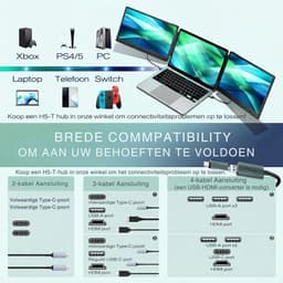 Portable Monitor - Monitor met Dubbel Scherm voor Laptop - Draagbare Monitor - Zwart - 35cm x 21cm x 4cm — thumbnail 3