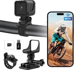 SnelShoppen - AIKER Dashcam Motorcamera 1080PHD met Wifi, Waterdicht IP66, 120° Groothoek, Sportcamera voor Motorhelmen, Inclusief 64 GB Geheugenkaart — thumbnail 1