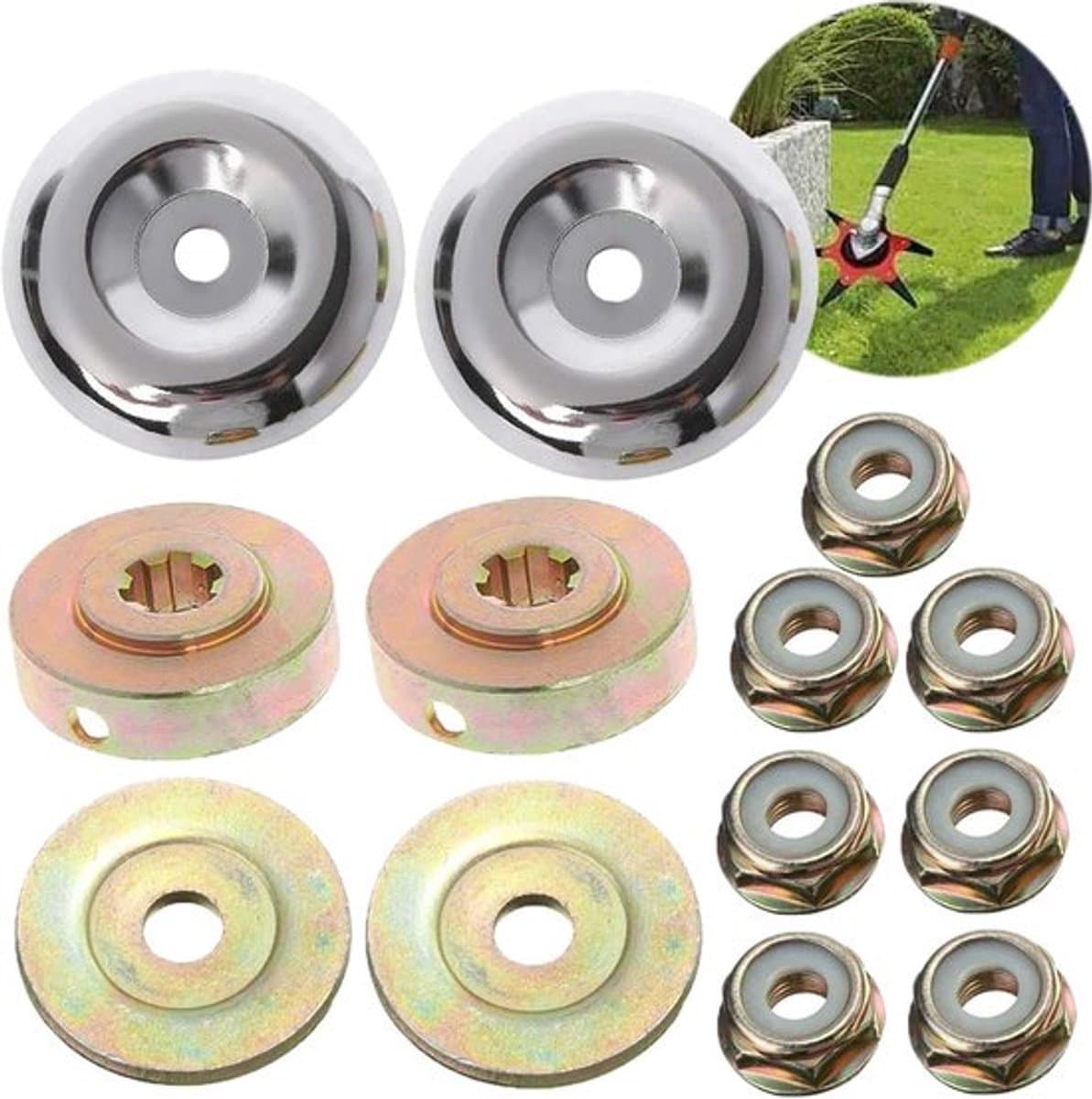 8 STUKS Grasmaaier Versnellingsbak Metalen Universele Bosmaaier Versnellingsbak Adapter met 5 STKS Trimmer Draad voor Strimmer Bosmaaier Trimmers — afbeelding 1