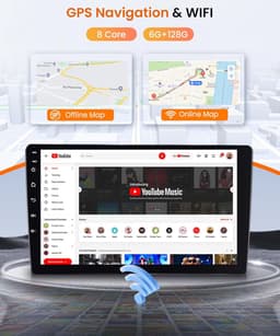Auto radio 10.1 inch - 8-core Android - 6GB RAM + 128GB opslag - Navigatie en Bluetooth - SnelShoppen — thumbnail 2