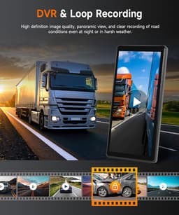 Thijox - Vrachtwagenspiegel Dashcam met 2 Achteruitrijcamera's, 10,36 Inch Verticaal Scherm, IP67, BSD-systemen, DVR, Loopopname voor Vrachtwagen en B — thumbnail 4