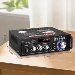 HiFi stereo audioversterker - 600W Bluetooth mini-versterker - Met basversterking, USB, MP3, FM-radio - Geschikt voor auto's en thuisgebruik - Kaart-/USB-ingang - 12V/220V Bluetooth thuisversterker - Stereo versterker — thumbnail 2