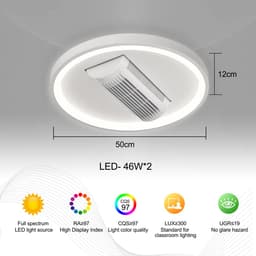 SUMOH® Plafondventilator beweegbaar met lamp licht LED 120 graden brede luchtinlaat – Intelligente App Modern en Veilig Trending afstandsbediening – plafondlamp – Multifunctioneel – Dimbaar – woonkamer slaapkamer volwassenen en Kinderen - WIT — thumbnail 2