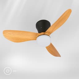 BRILONER Lufito - Plafondventilator met verlichting - LED plafondlamp met ventilator - zomer- en wintermodus - ventilatorlamp dimbaar - CCT - Ø78cm - zwart/hout — thumbnail 1