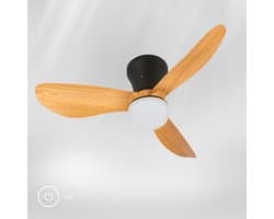 BRILONER Lufito - Plafondventilator met verlichting - LED plafondlamp met ventilator - zomer- en wintermodus - ventilatorlamp dimbaar - CCT - Ø78cm - zwart/hout — afbeelding 1