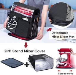 Mixerhoes met zakken - Keukenmachine beschermer - Keuken organiseren - Afneembare schuifbasis - 42 x 38 x 26 cm - Uniek — thumbnail 5
