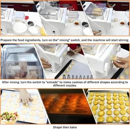 Elektrische Koekjespers - Koekjesmaker Deegspuit - Koekjes Bakken - 8 Spuitmonden 6 Vormen - 50-60 RPM - Zilver — thumbnail 5