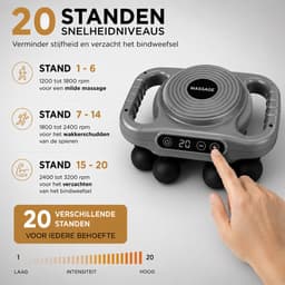 Massage Gun Fascia - Deep Tissue - 6 Koppen - 20 snelheidsniveau's - Grijs — thumbnail 2