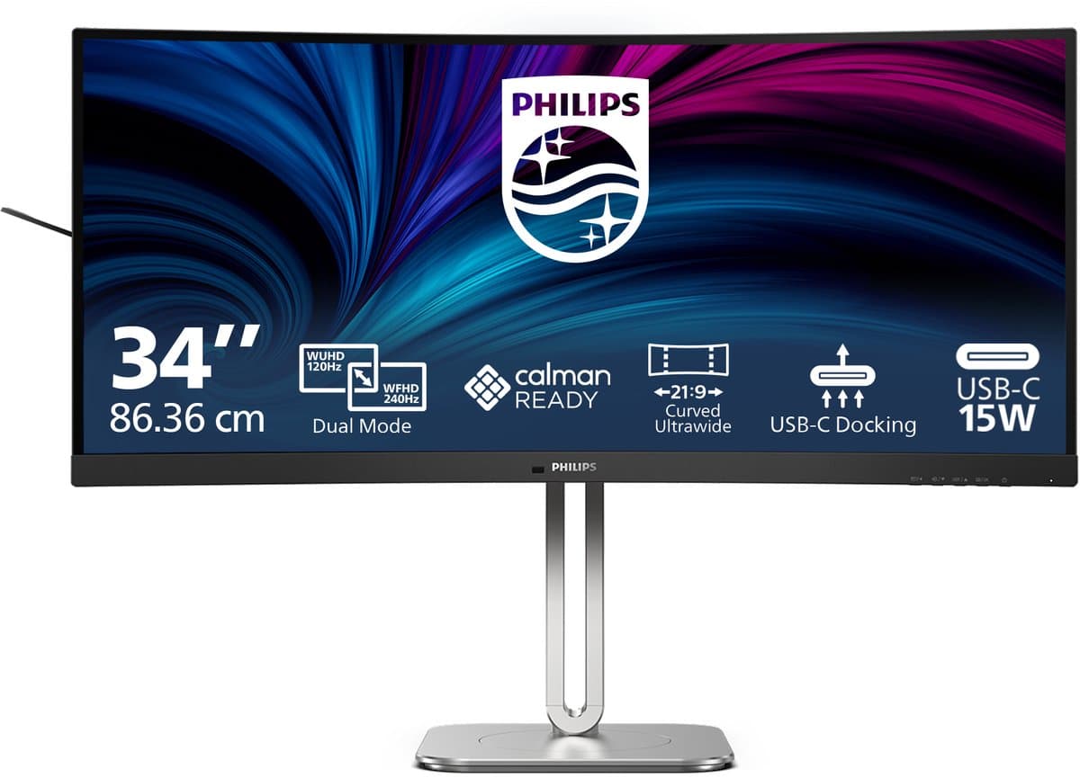 Philips 34B2U5900C - 34 inch Ultrawide 5K2K Business Monitor - USB-C 140W - RJ45 - Dual Mode - 120Hz tot 240hz - 5 jaar garantie — afbeelding 1