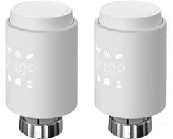 Slimme Thermostaat - Radiatorkraan Actuator - Temperatuur Regelen - Programmeerbaar Schema - 2 Stuks - Wit