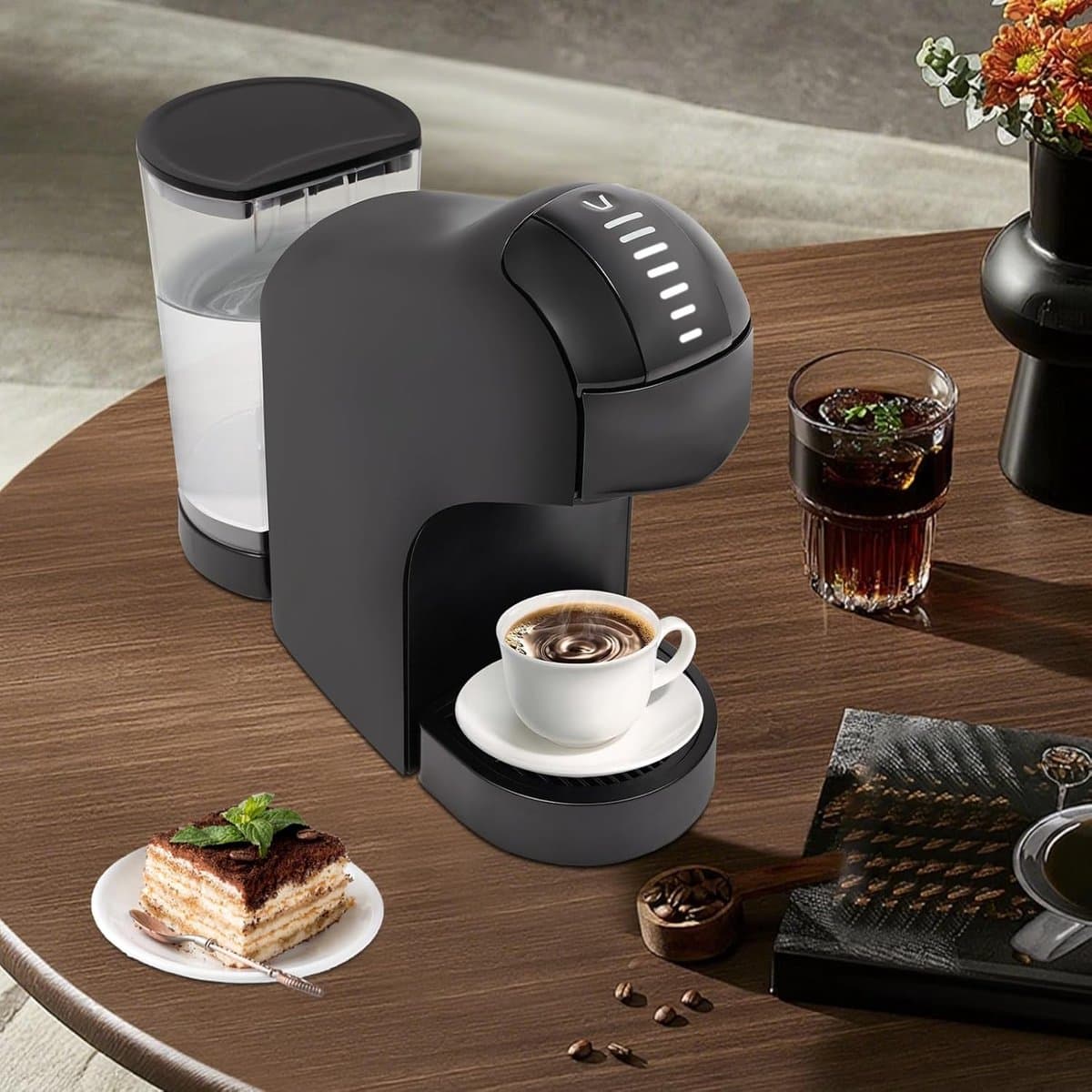 Capsule Koffiezetapparaat - Eenkopsmachine Espresso - Snel Koffie Maken - Hogedrukpomp 20 Bar - Compact 28x11cm - Zwart — afbeelding 1