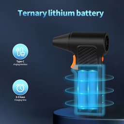 Elektrische Bladblazer - Luchtblazer Stofverwijderaar - Apparaten Reinigen - Krachtige 110.000 RPM - 2600mAh Batterij - Zwart — thumbnail 4