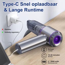 Draadloze Auto Stofzuiger – 22000PA Krachtige Mini Handstofzuiger – Oplaadbaar-Lichtgewicht-Cyclonische Zuigkracht - Voor Auto Thuis en Kantoor — thumbnail 3