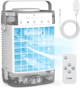 Draagbare airconditioners, 1600 ml dubbele watertank, draagbare airco, 3 snelheden, 2 nevelstanden, verdampingskoeling, ventilator. — thumbnail 1