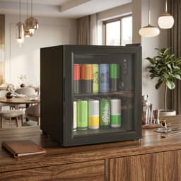 TEKROA® Mini Koelkast met Glazen Deur - Drankenkoelkast 46L (59 Blikjes) - Vrijstaand - Touchscreen 0-20°C - LED Verlichting - Stil (39dB) - Zwart — thumbnail 3