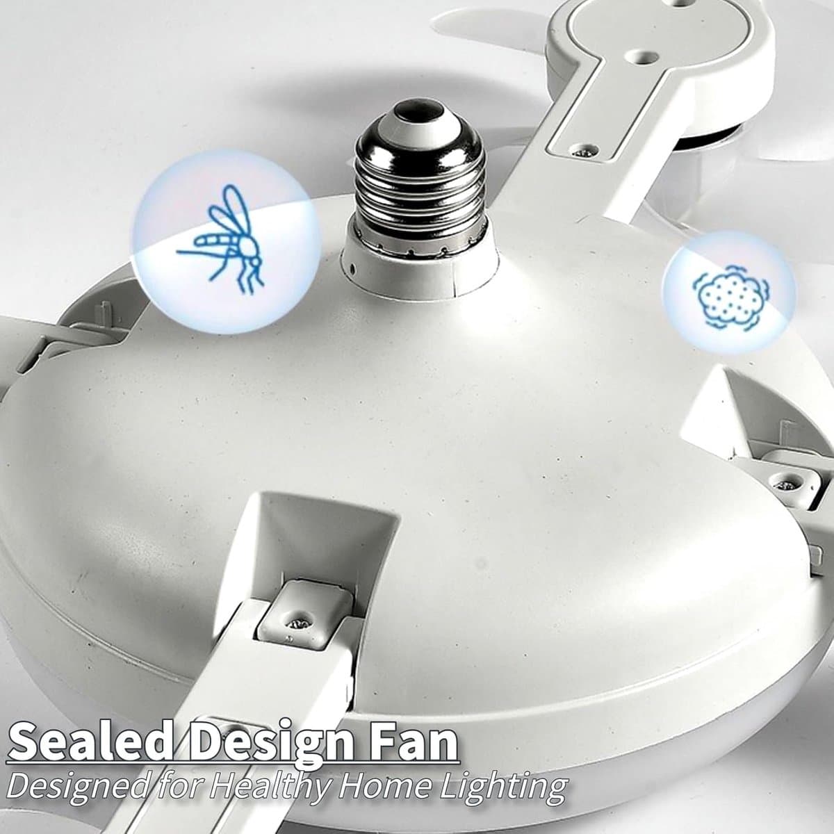 Schroefventilator Met Lamp - 4 Koppen - Afstandsbediening - Dimbaar 3 Kleurtemperaturen - 3 Windsnelheden - Geschikt voor Slaapkamer, Keuken en Garage — afbeelding 1