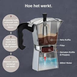 LNM® Percolator - Bialetti - Geschikt voor Inductie - Zilver - 12cm x 18cm x 22cm — thumbnail 2