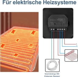 Slimme Inbouwthermostaat Wifi met Kristalglas, Digitale Kamerthermostaat, Compatibel met Alexa en Google Assistant, 16 Ampere, Grijs — thumbnail 3