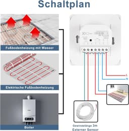 Slimme Inbouwthermostaat Wifi met Kristalglas, Digitale Kamerthermostaat, Compatibel met Alexa en Google Assistant, 16 Ampere, Grijs — thumbnail 5