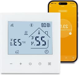 Slimme Thermostaat - Programmeerbare Kamerthermostaat - Water Verwarming - Wifi Bediening - 8.8 x 8.8 cm - Wit — thumbnail 1