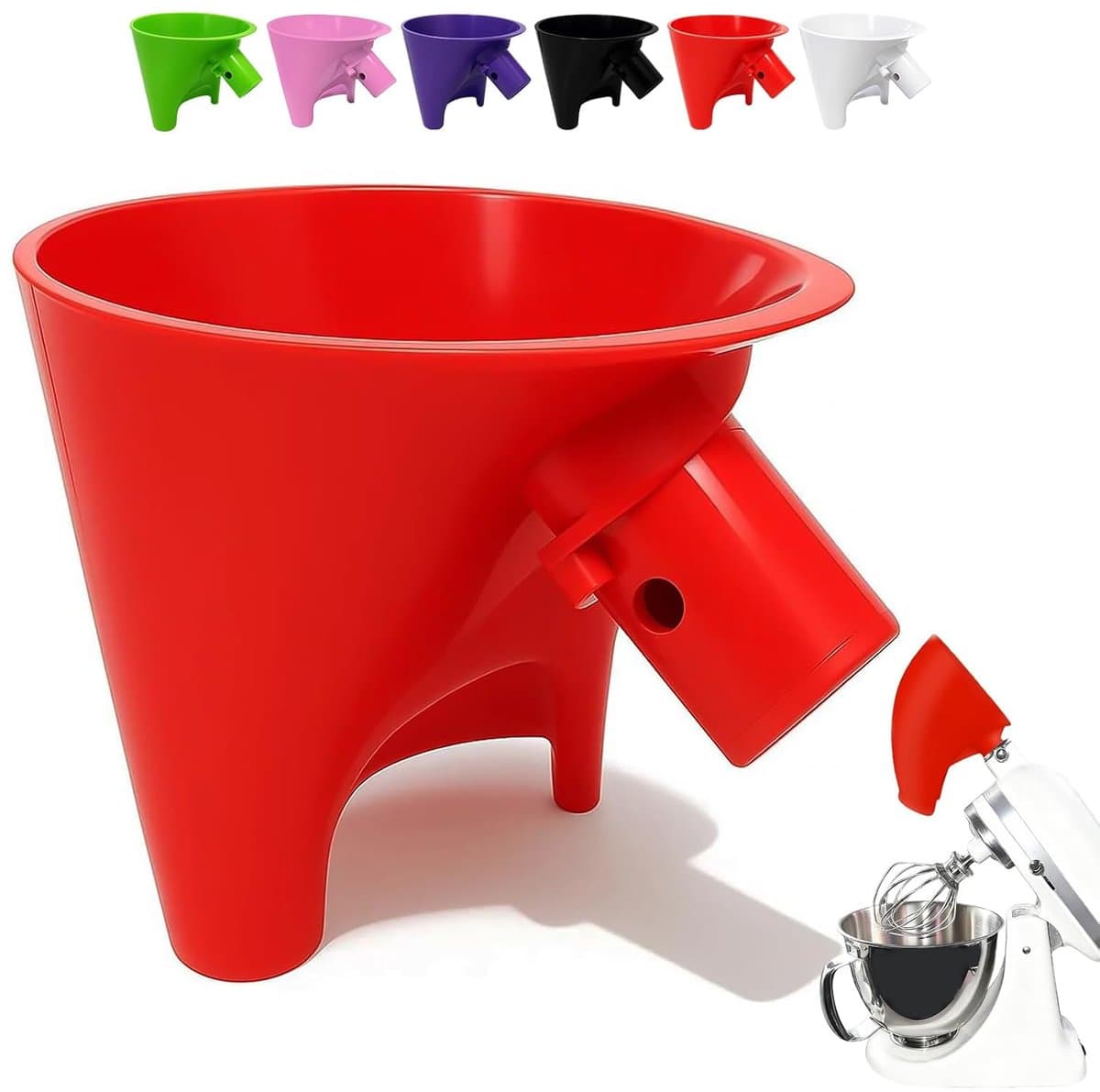 Meeltrechter voor keukenmachine 4,5-5 Qt - duurzaam rood - gemakkelijk te reinigen - voorkomt verspilling - ShopVlot — afbeelding 1
