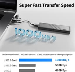 Externe SSD - Draagbare Harde Schijf - Bestanden Opslaan - Hoge Leessnelheid - 1 TB - Zwart — thumbnail 4