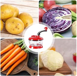 Handmatige Keukenmachine - Knoflookhakker Salademaker - Groenten Snijden - Trekkoord Bediening - 20x20x20 cm - Wit — thumbnail 5