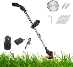 Elektrische Grasmaaier - Draadloos model - Gazon Onderhoud - Inclusief 3 soorten bladen - 30 cm snijbreedte - Rood — thumbnail 2