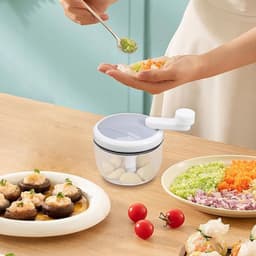 Handmatige Voedselhakker - Keukenmachine Groente Ui - Ingrediënten Voorbereiden - Roestvrijstalen Messen - 9.9 x 8.1 x 9.9 cm - Groen — thumbnail 5