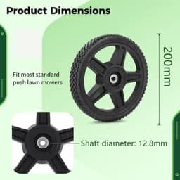 SnelShoppen - Vervangwielen 2pcs Ø200mm voor Grasmaaier, Duurzame Rubber en Polyurethaan, Hoge Stabiliteit en Grip voor Diverse Terrains — thumbnail 3